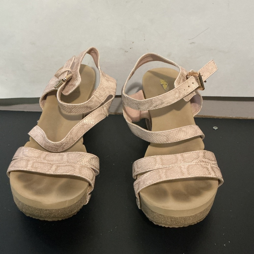 Volatile Cork Wedge Sandals Snakeskin Size 10 Women's